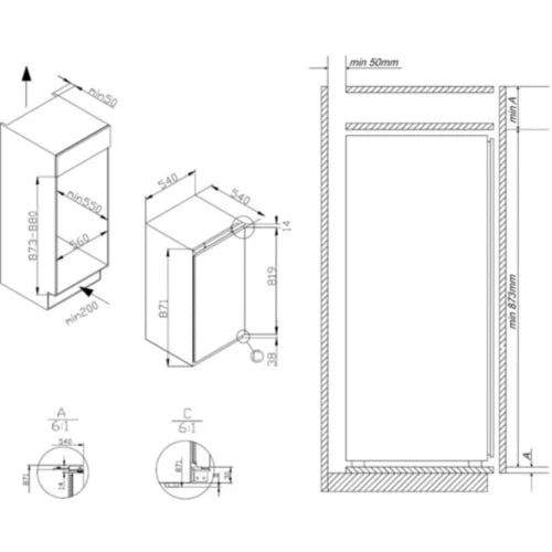 Réfrigérateur encastrable top SCHNEIDER