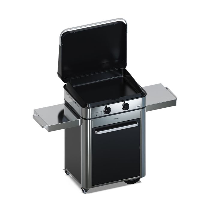 Combo ENOSIGN 65 Plancha Gaz Noir et Inox sur Chariot