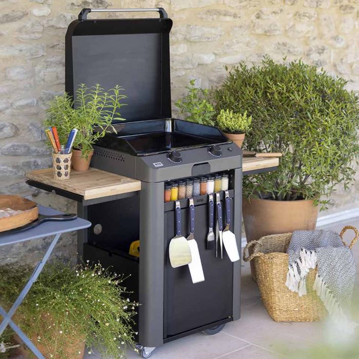 Combo FUSION 60 Plancha Gaz sur Chariot - Gris Cargo
