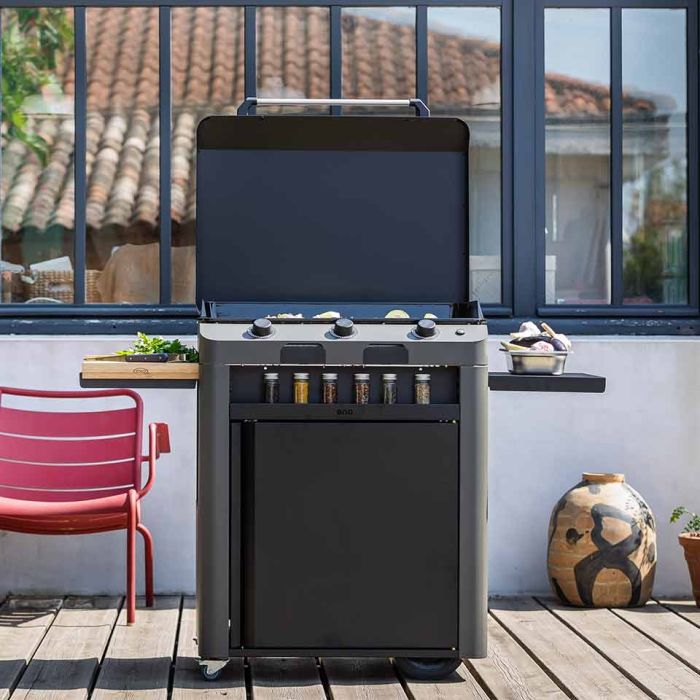 Combo FUSION 75 Plancha Gaz sur Chariot - Gris Cargo