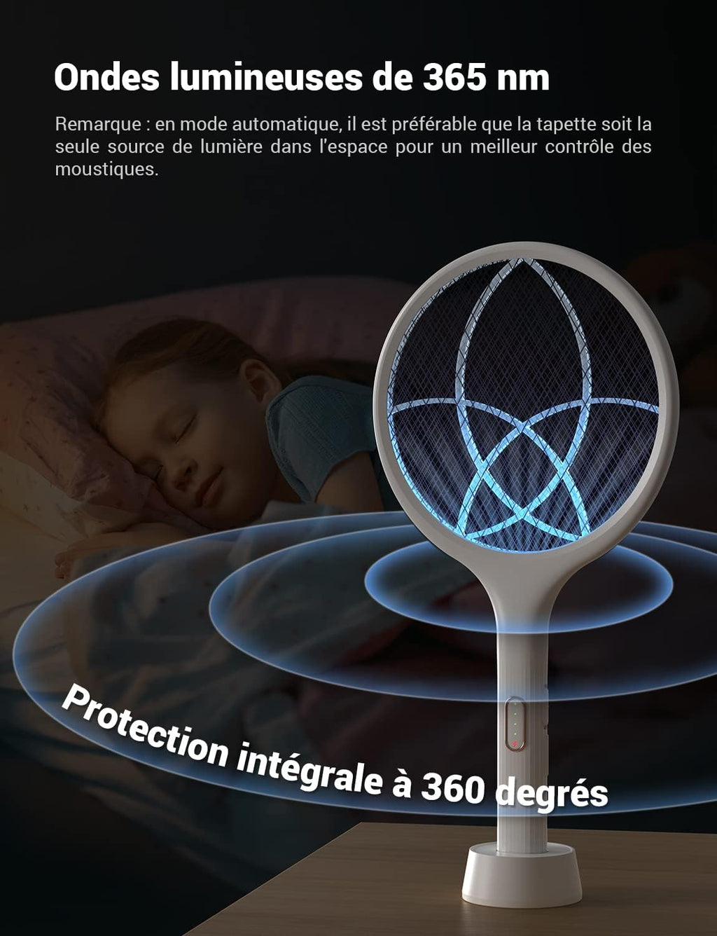 Raquette Anti Moustiques Électrique 4000 V 1500 mAh