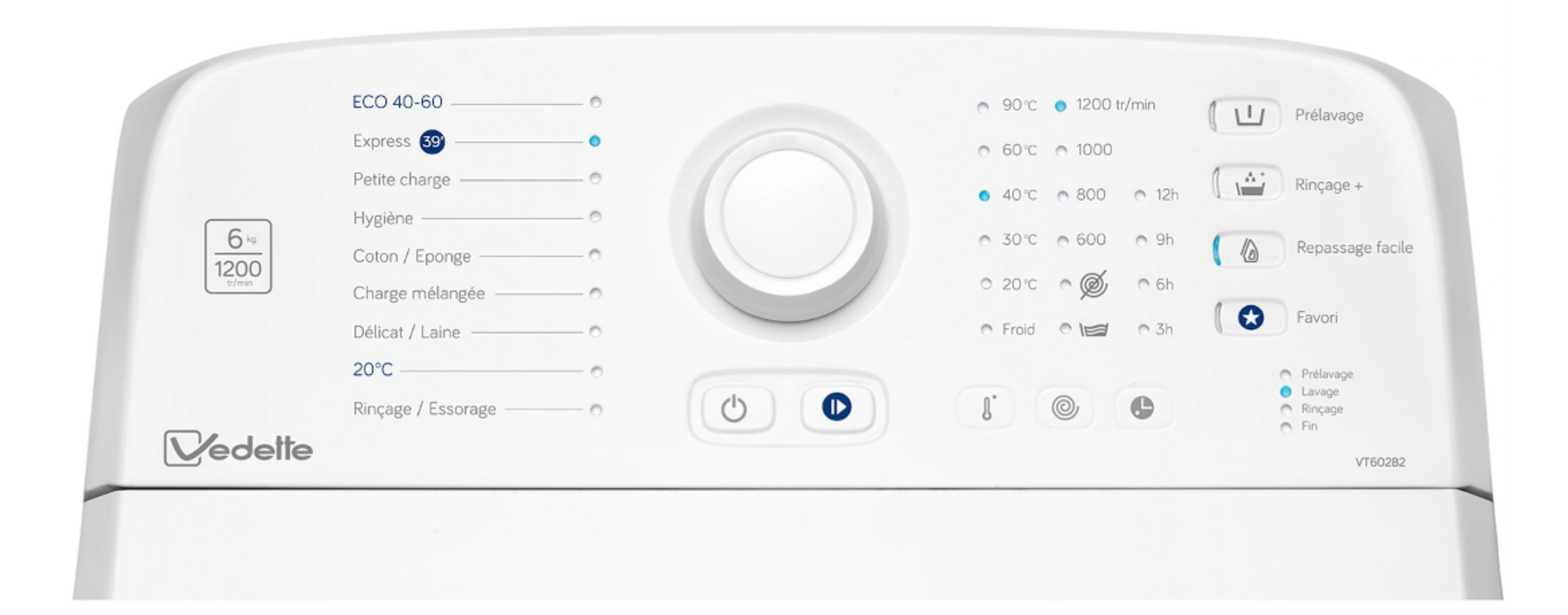 Lave-linge top- VEDETTE VT602B2( 6 kg)