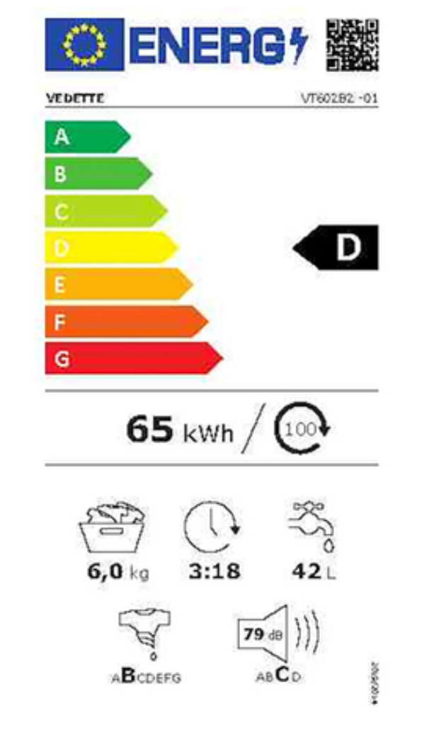 Lave-linge top- VEDETTE VT602B2( 6 kg)