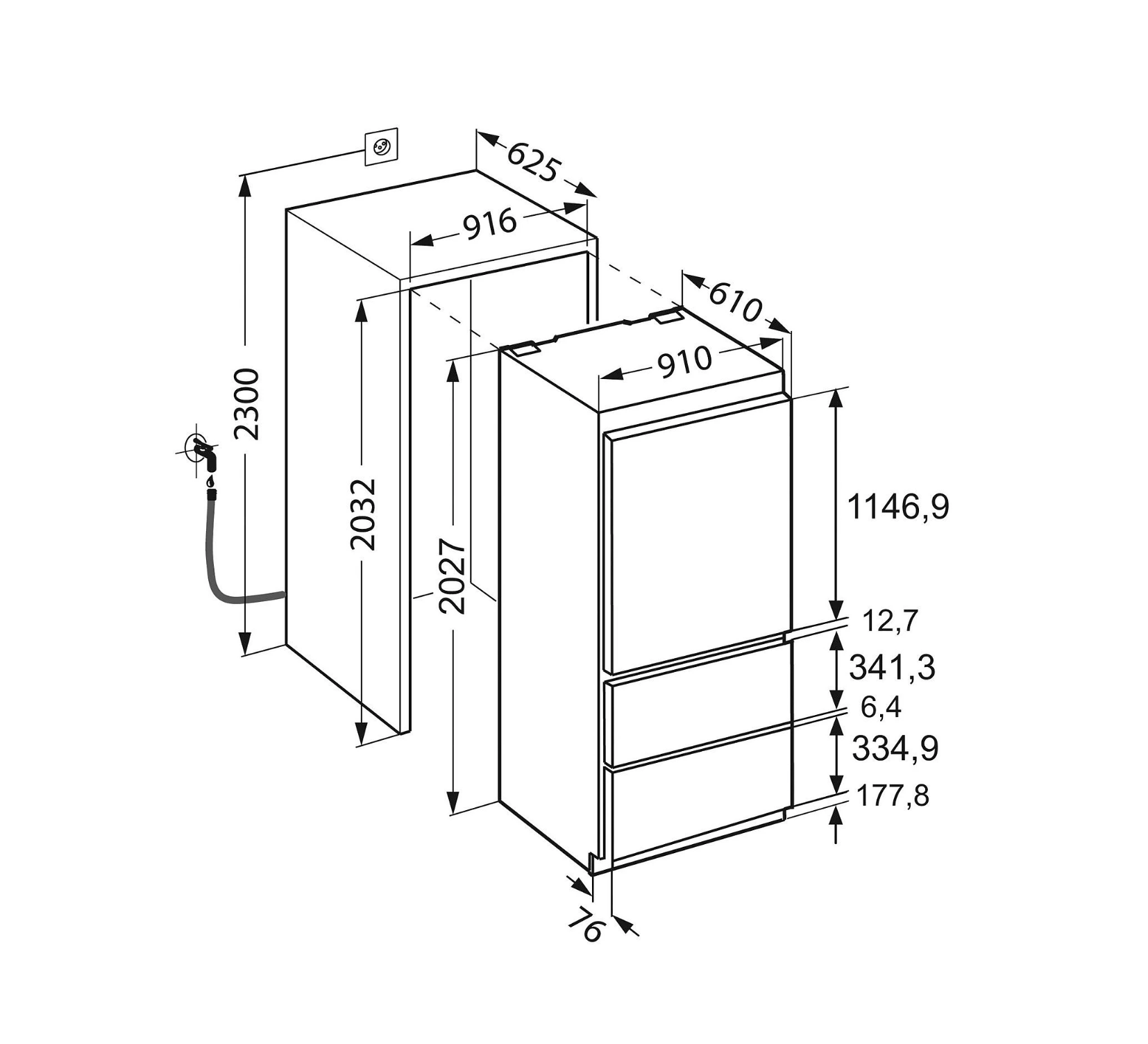 Réfrigérateur-congélateur encastrable Liebherr ECBN6156 BioFresh