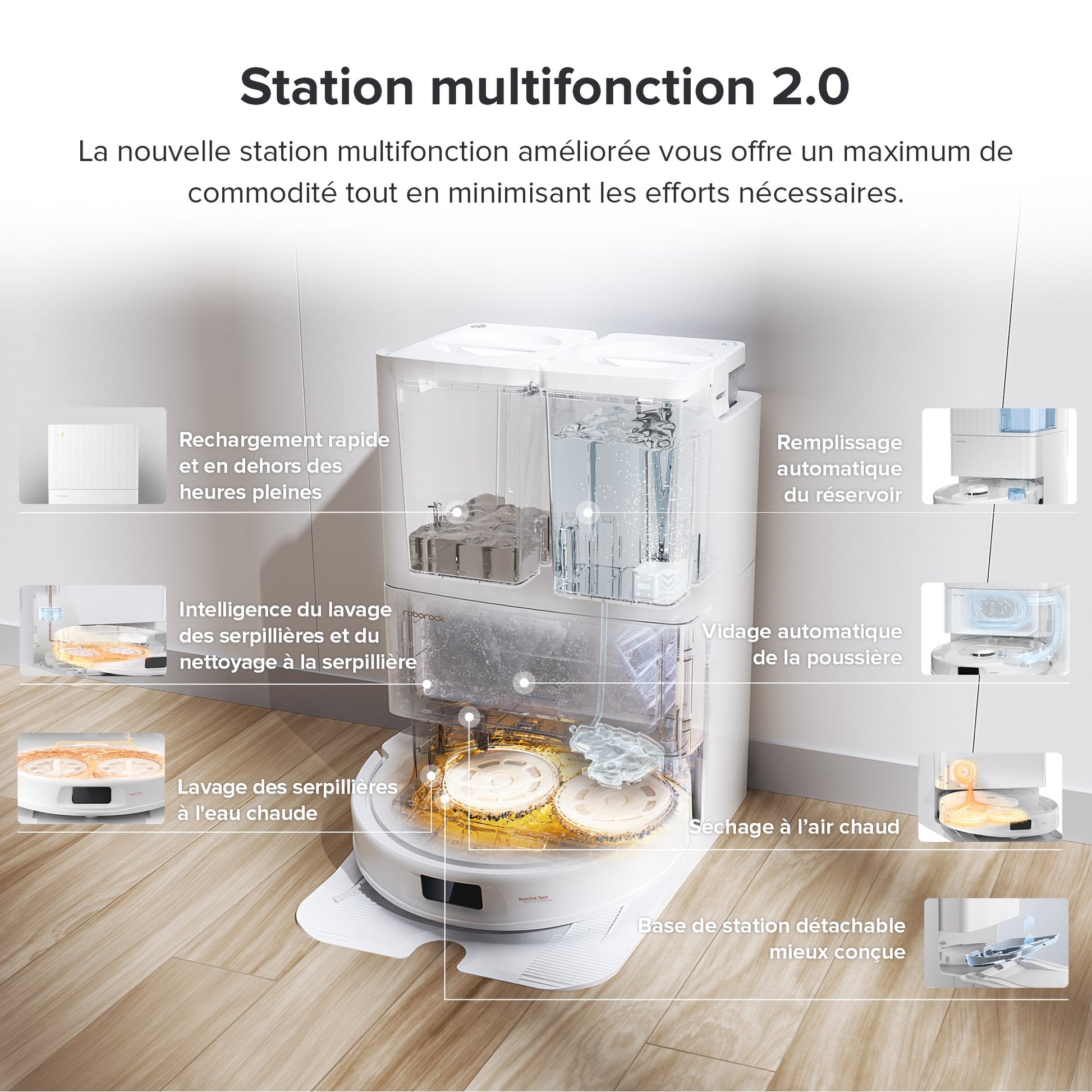 Roborock Qrevo Pro robot aspirateur laveur avec station multifonction 2.0
