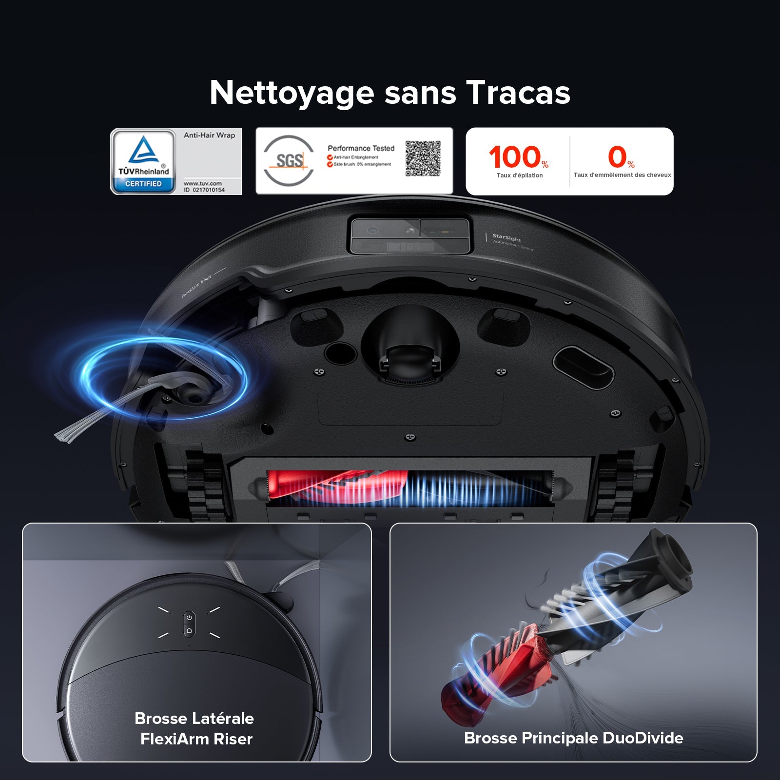 Roborock Saros 10R robot aspirateur laveur avec station d’accueil multifonctionnelle 4.0