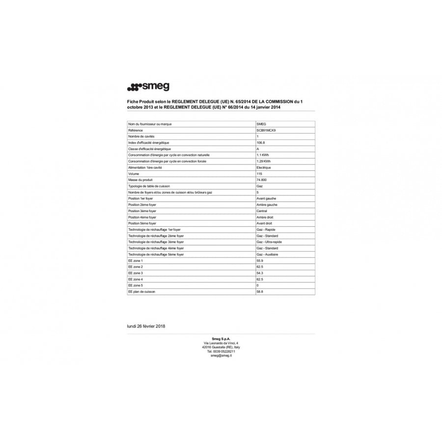 Piano de cuisson gaz SMEG - SCB91MCX9 (reconditionné)